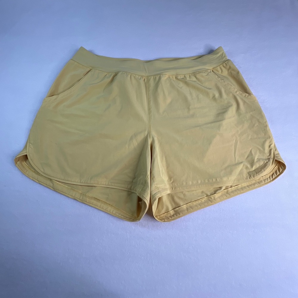 Lands End Womens Plus Sz 22W Butter Yellow Active‎ Athletic Dolphin Hem Shorts